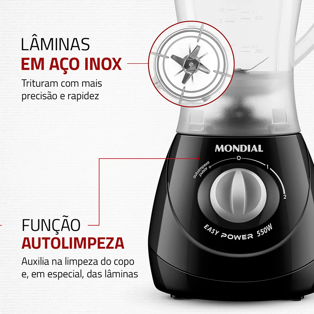 Liquidificador 550W Mondial L-550 220V 2 Liquidificador 550W Mondial L-550 220V - Imagem 2