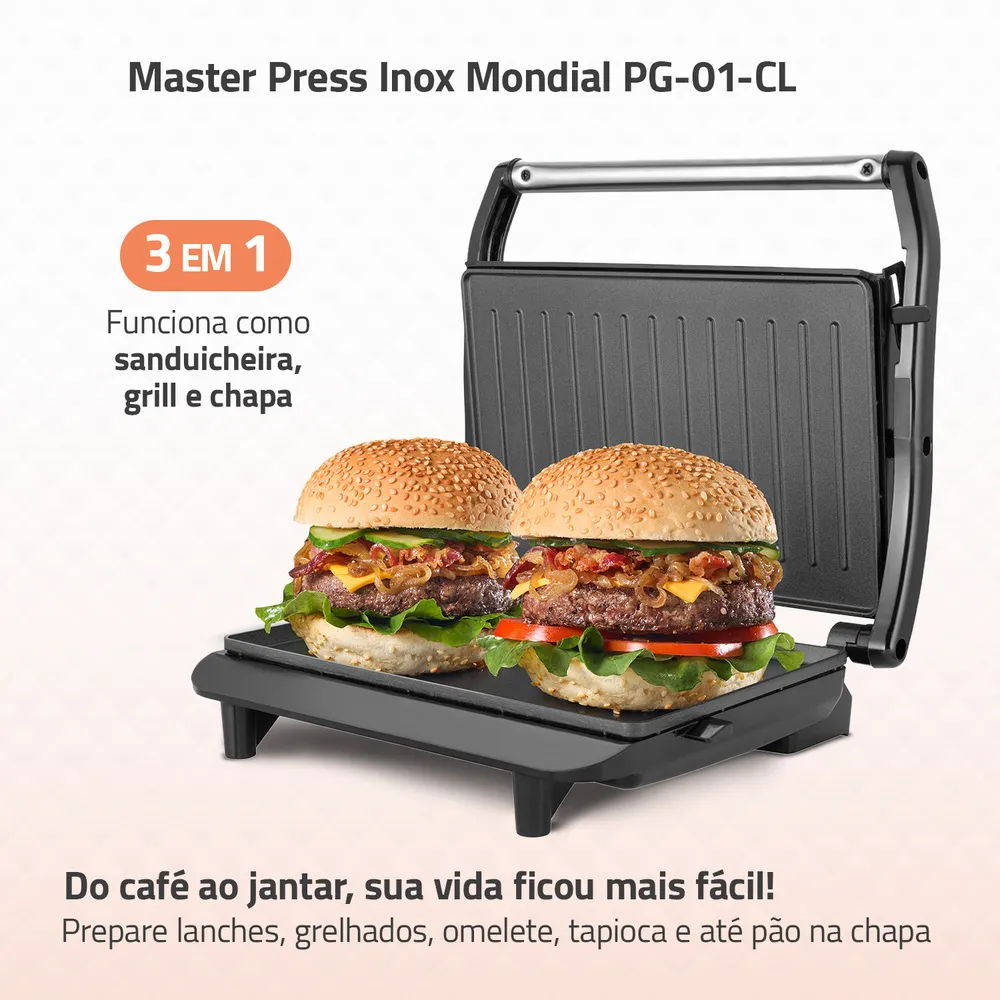 Sanduicheira Grill Mondial 3X1 Pg-01 127V 4 Sanduicheira Grill Mondial 3X1 Pg-01 127V - Imagem 4