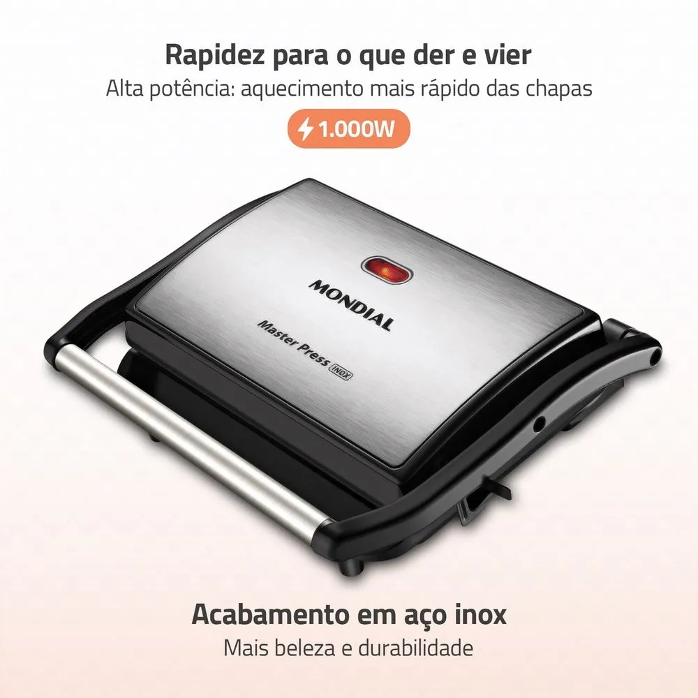 Sanduicheira Grill Mondial 3X1 Pg-01 127V 7 Sanduicheira Grill Mondial 3X1 Pg-01 127V - Imagem 7